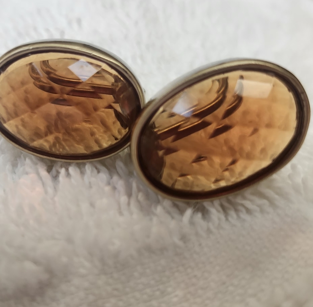 Vintage Anne Kline Amber Clip On Earrings